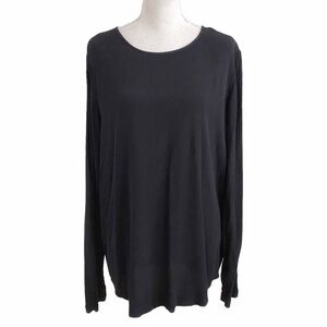 SAMSOE SAMSOE THETA BLACK CREPE LONG SLEEVE TOP BLOUSE - M